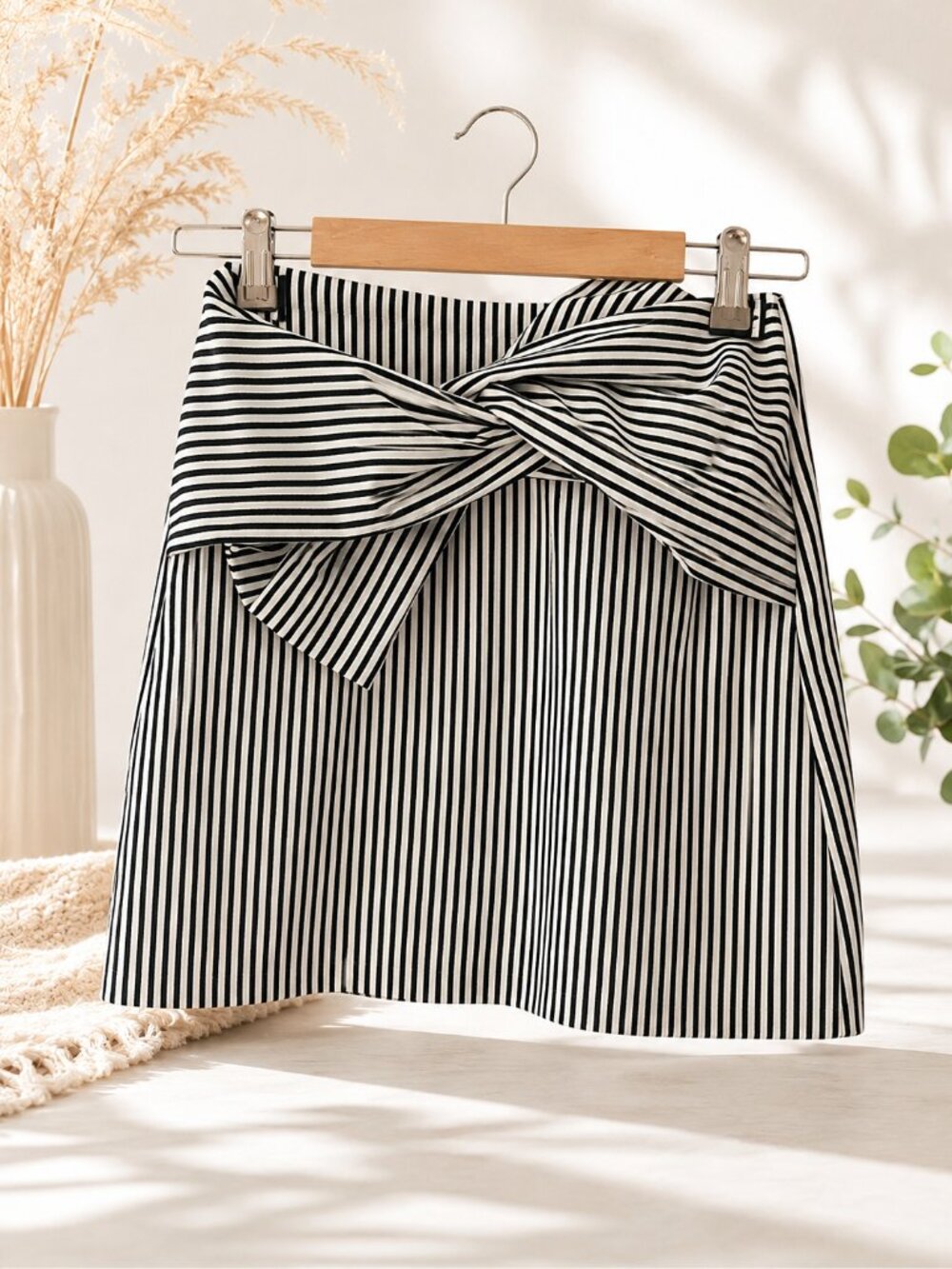 NWT Pull & Bear Black & White Striped Mini Skirt